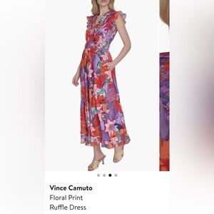 Vince Camuto Floral Print A-Line Skirt in Red and Purple